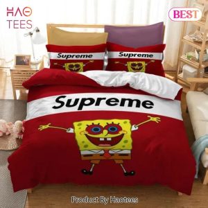 Supreme SpongeBob SquarePants Red Luxury Brand Bedding Set Duvet Cover Home Decor Special Gift