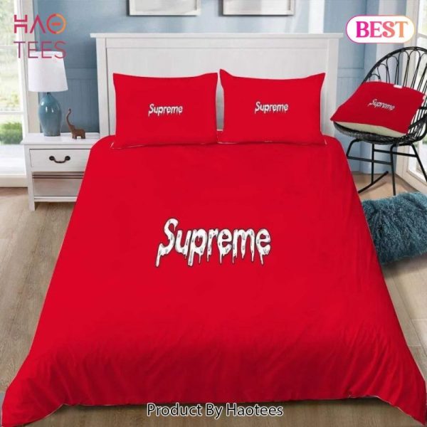 Supreme White Logo Red Luxury Brand Bedding Set Duvet Cover Home Decor