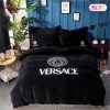 Versace Black Fashion Logo Luxury Brand Bedding Set Home Decor