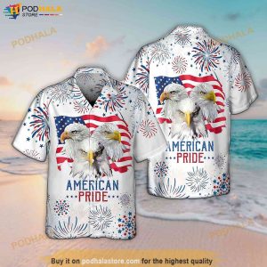 3D All Over Print Eagle American Pride 4th of July Hawaiian Shirt