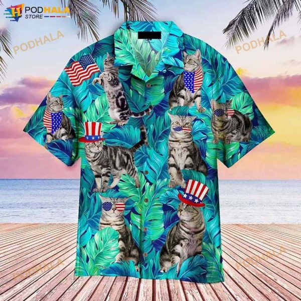 4th Of July Independence Day Cat Lover 3D Funny Hawaiian Shirt