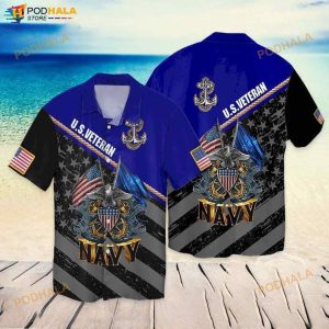 4th Of July Independence Day Veteran American Flag Eagle Navy 3D Funny Hawaiian Shirt