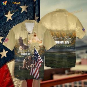 4th Of July Memorial Day Eagle And Jesus Honor The Fallen 3D Funny Hawaiian Shirt