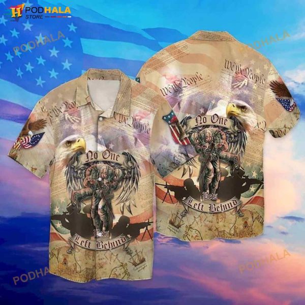 4th Of July Memorial Day Veteran No One Left Behind 3D Funny Hawaiian Shirt