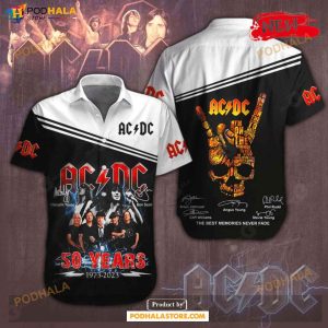 Acdc 50 Years 1973-2023 Rock Music Memories White Design Hawaiian Shirt