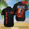 Acdc Rock And Roll Black Fire Guitar Design Hawaiian Shirt