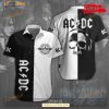 Acdc Skull Black White Mix Color Design Hawaiian Shirt