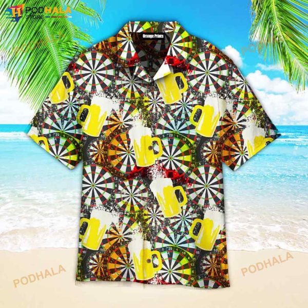 All I Want To Do Is Darts And Beer Aloha 3D Funny Hawaiian Shirt