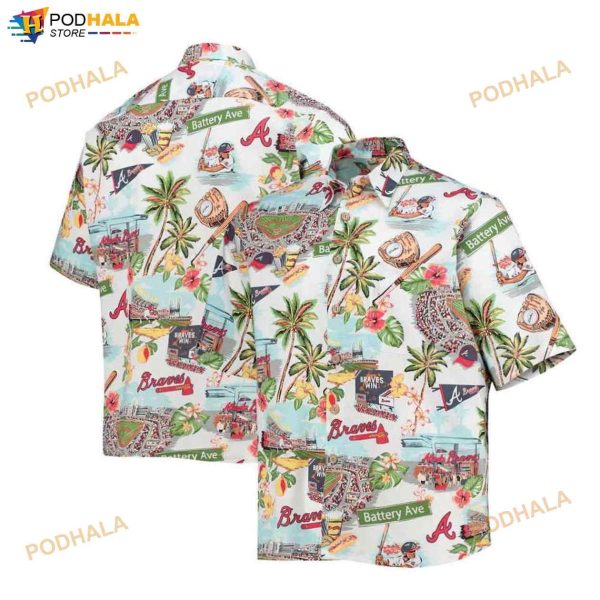 Atlanta Braves White Scenic 3D Funny Hawaiian Shirt