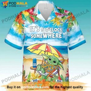 Baby Yoda Drink Bud Light Beer Hawaiian Shirt