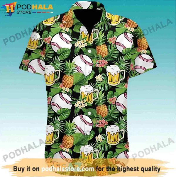 Baseball Pineapple Summer Beer Hawaiian Shirt