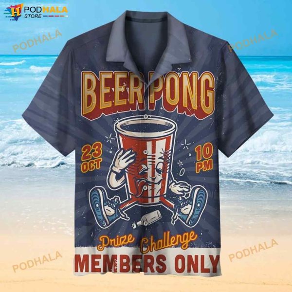 Beer Pong Drink Challenge 3D Funny Hawaiian Shirt