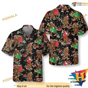 Bigfoot Santa Christmas Pattern Hawaiian Shirt