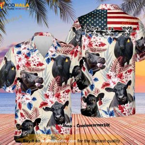 Black Angus Cow Tropical Hawaiian Shirt