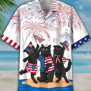 Black Cat Independence Day Is Coming 3D Funny Hawaiian Shirt