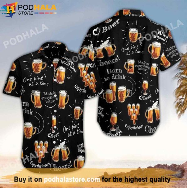 Born To Beer Cheers Beer Hawaiian Shirt