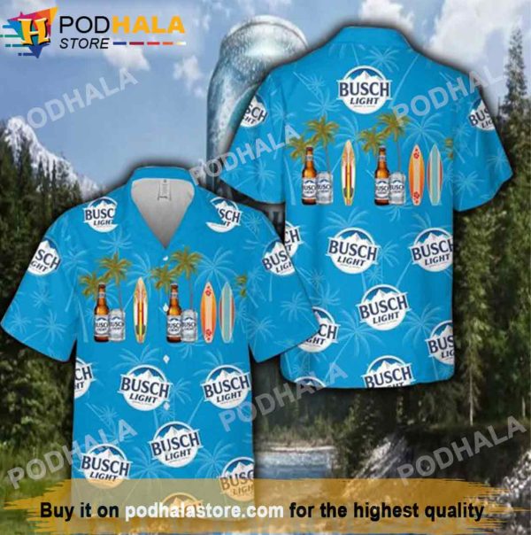 Busch Light Coconut Surfing Beach Beer Hawaiian Shirt