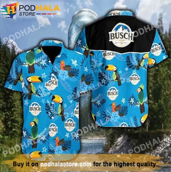 Busch Light Parrot Tropical Beer Hawaiian Shirt