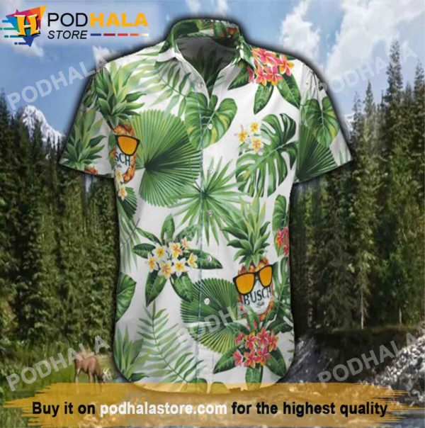 Busch Light Pineapple Flower Beer Hawaiian Shirt