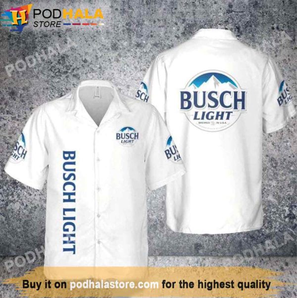 Busch Light Simple White Beer Hawaiian Shirt