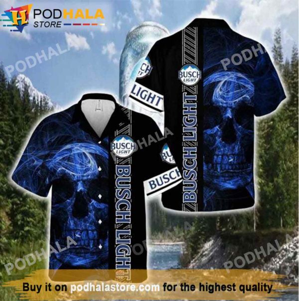 Busch Light Skull Smoke Beer Hawaiian Shirt