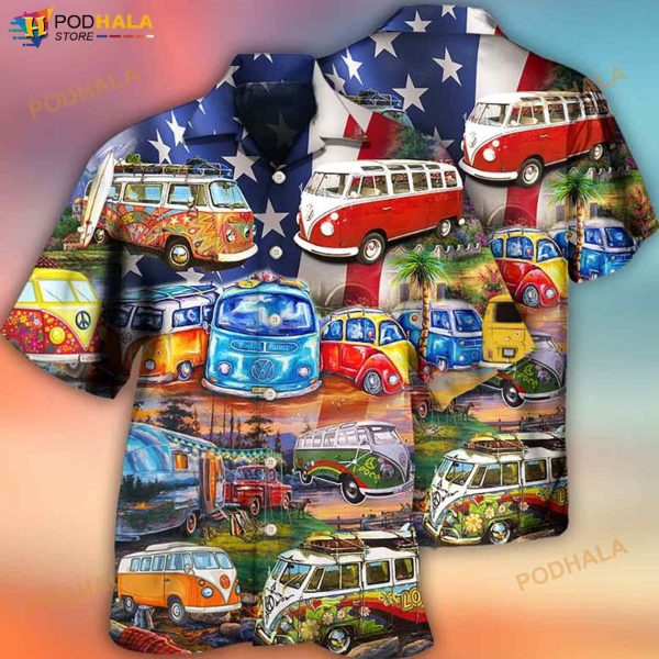 Camping Independence Day America 3D Funny Hawaiian Shirt