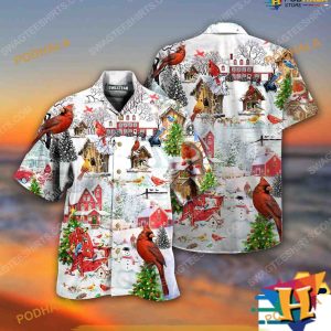 Cardinal Bird Festive Hawaiian Shirt