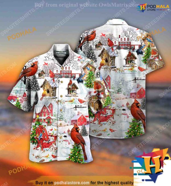 Cardinal Bird Festive Hawaiian Shirt