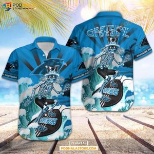 Carolina Panthers NFL Skateboarding Skull Collection Hawaiian Shirt