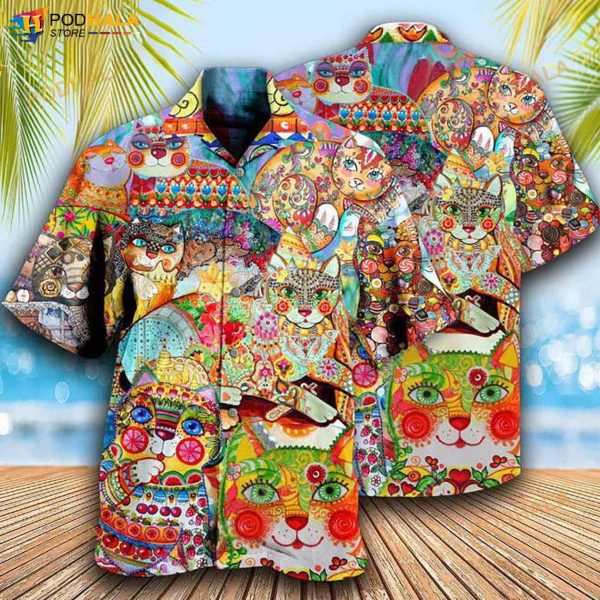 Cat Cute Colorful 3D Funny Hawaiian Shirt