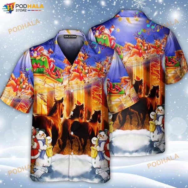 Christmas Santa Claus Horse Merry Christmas 3D Funny Hawaiian Shirt