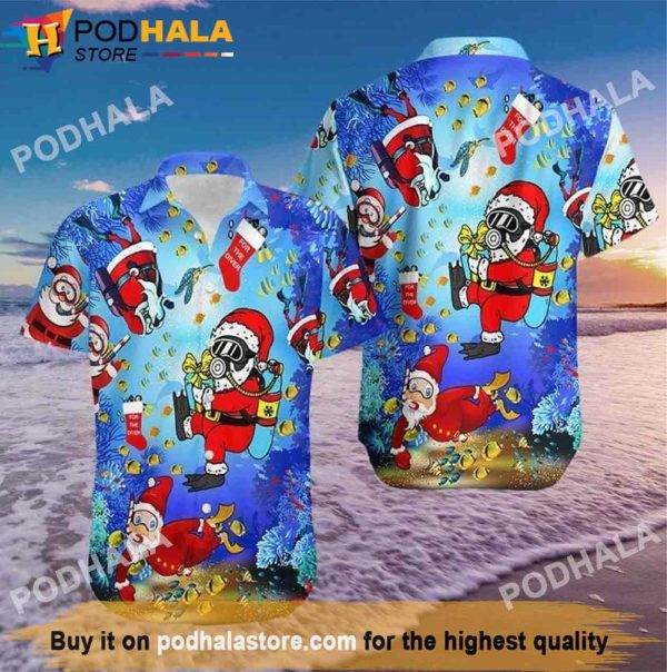 Christmas Santa Claus Scuba Diving Santa Hawaiian Shirt