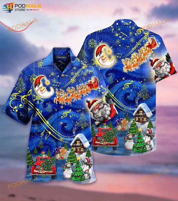 Christmas Sky 3D Funny Hawaiian Shirt