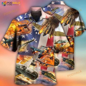 Combat Aircraft Independence Day 3D Funny Hawaiian Shirt