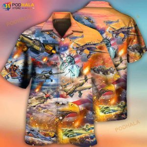 Combat Aircraft Independence Day America 3D Funny Hawaiian Shirt