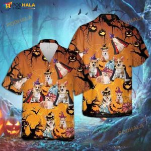 Corgi Halloween 3D Funny Hawaiian Shirt