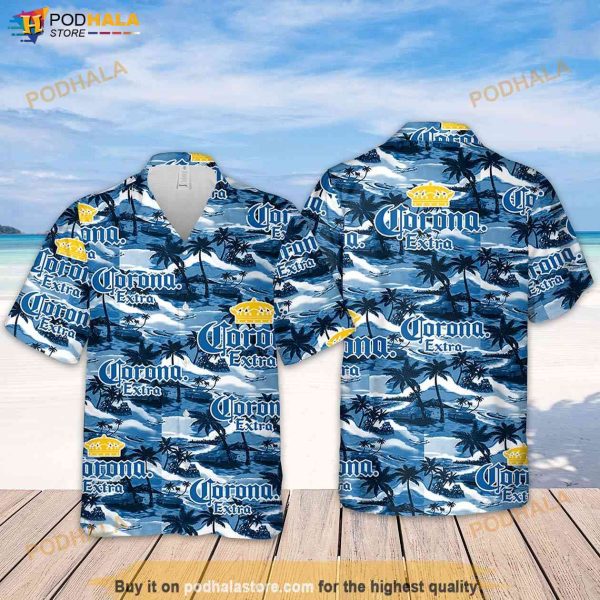 Corona Hawaiian Sea Island Pattern Hawaiian Shirt