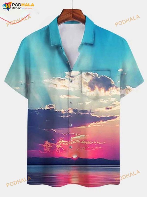 Cotton-blend Square Neck Vintage 3D Funny Hawaiian Shirts