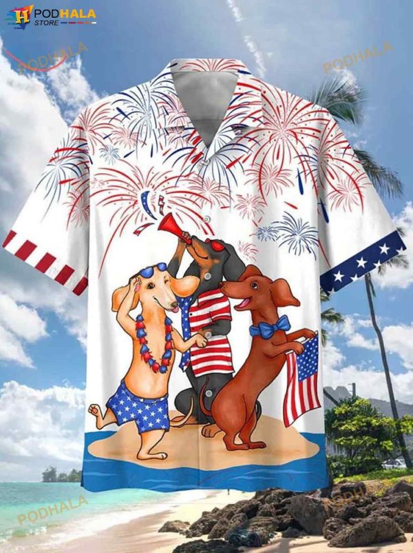 Dachshund 4th Of July 3D Funny Hawaiian Shirt