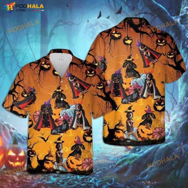 Dachshund Halloween 3D Funny Hawaiian Shirt