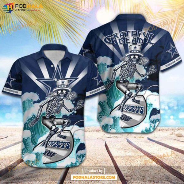 Dallas Cowboys NFL Skateboarding Skull Collection Hawaiian Shirt