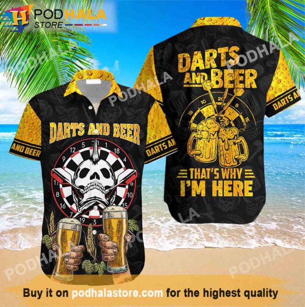 Darts And Beer That Why I Am Here Beer Hawaiian Shirt