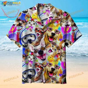 Dog Cat Puppy 3D Funny Hawaiian Shirt