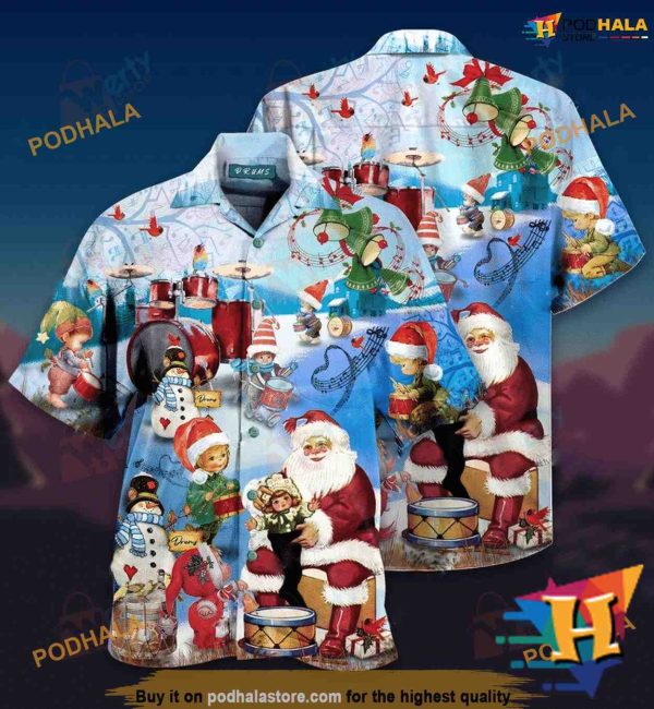 Drums Playing Santa Hawaiian Shirt