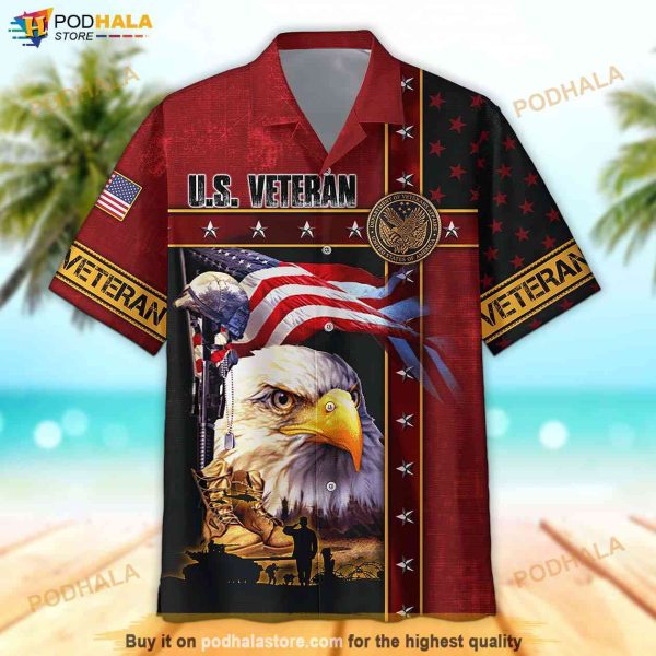 Eagle US Veteran 3D Full Printed 4th Of July Hawaiian Shirt