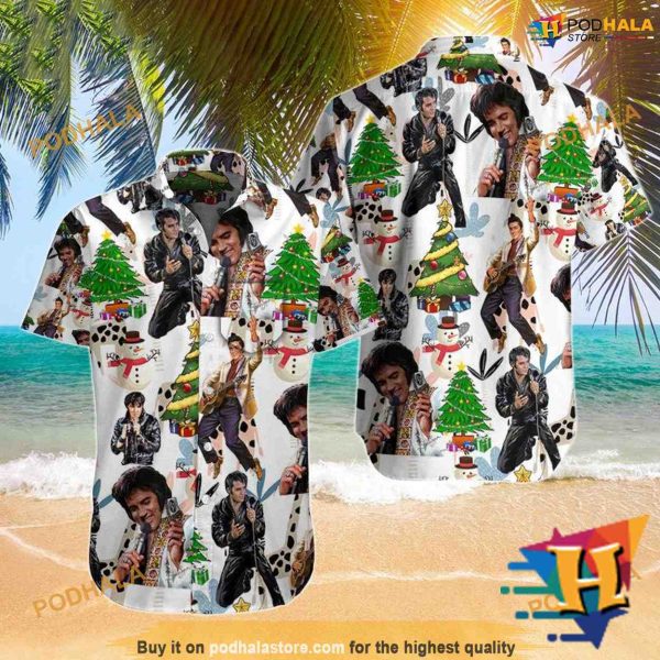 Elvis Presley Xmas Aloha Style Hawaiian Shirt