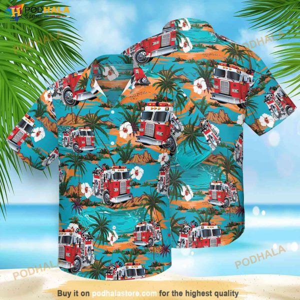 Fire Truck Summer Hawaiian Shirt