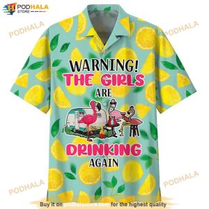 Flamingo Camping Warning The Girls Are Drinking Again Print Funny Hawaiian Shirt