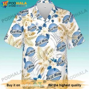 Floral Blue Moon Beer Hawaiian Shirt