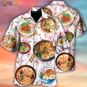 Food Ramen Delicious Floral Style 3D Funny Hawaiian Shirt